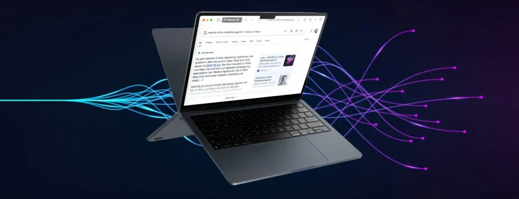 Laptop, welcher Google Suchverlauf zeigt