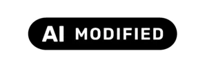 EU-Label „AI MODIFIED“ in schwarz