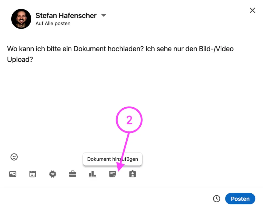 LinkedIn: Titel des Karussell-Beitrags festlegen und veröffentlichen